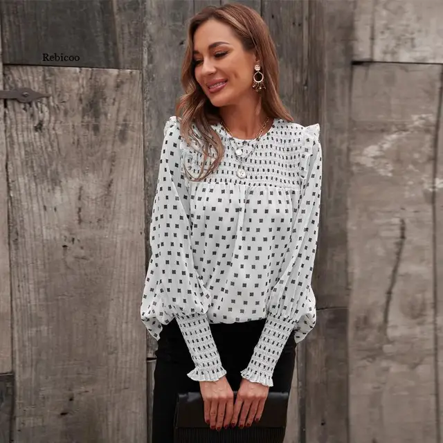 Ladies Tops And Blouses For Fall Polka Dot Blouse Women's Elegant