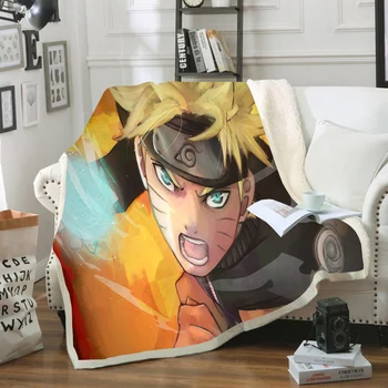 

Skin-Friendly Anime Naruto Warm Cartoon Textile Sherpa Fleece Thick Blanket for Beds Plush Flannel 3D Print Soft Travel Bedroom