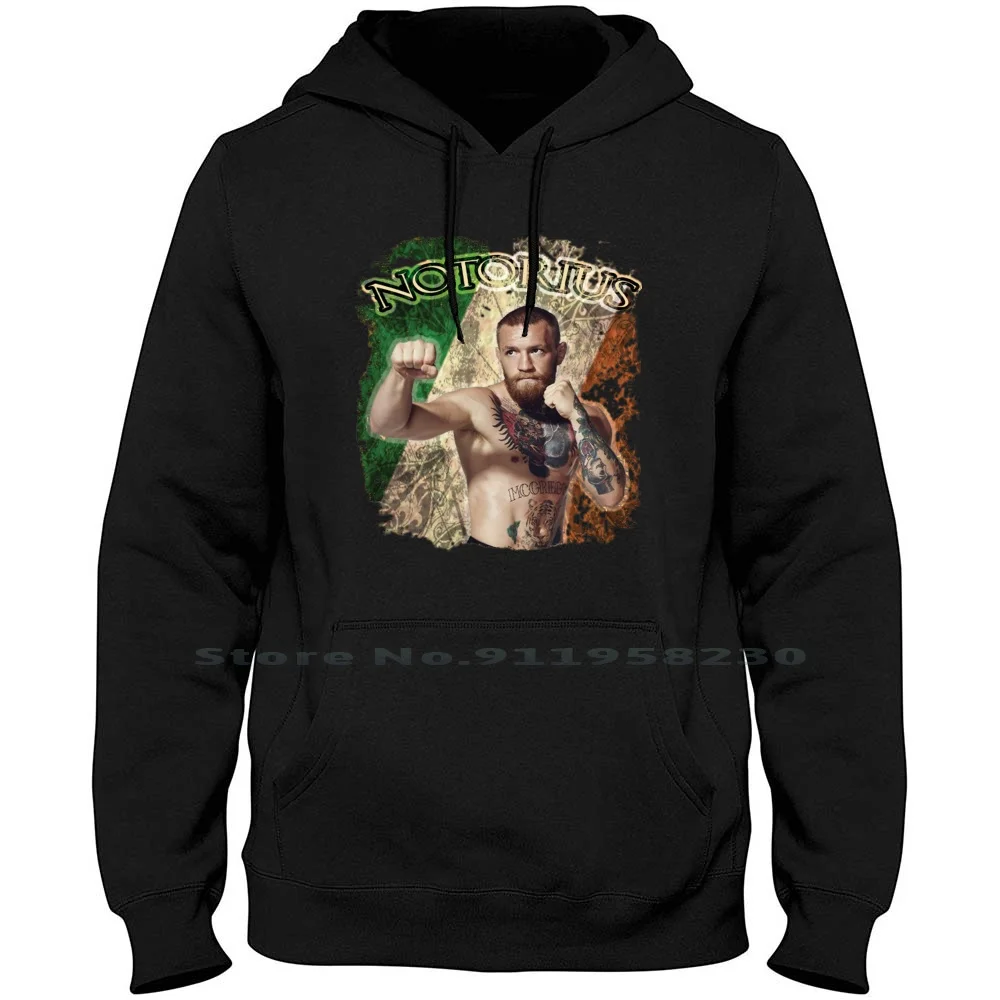 Notorious Conor Mcgregor Irish Flag Background Hoodie Sweater Cotton Popular Fighter Strong Ground Trend Round | Мужская одежда