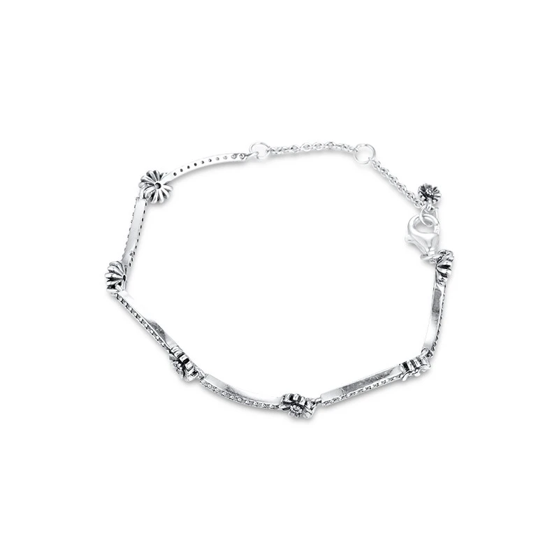 

Sparkling Daisy Flower Bracelet Authentic 925 Silver Bracelets For DIY Woman Fashion Bracelets For Jewelry Making