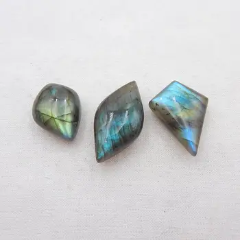 

Sale 3Pcs Natural Stone Flashy Labradorite Handmade DIY Jewelry Cabochons Set 27x14x9mm 19x14x9mm 11g