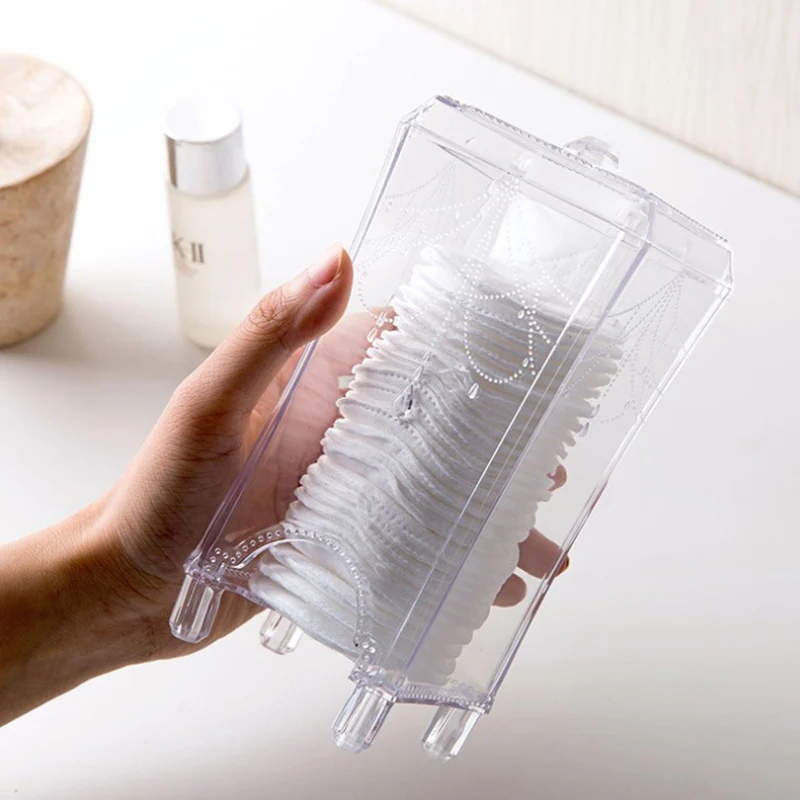 Прозрачная коробка для хранения ватных дисков органайзер для макияжа пластиковая коробка Organizador De Maquiagem хлопковая рамка косметический шар пылезащитный