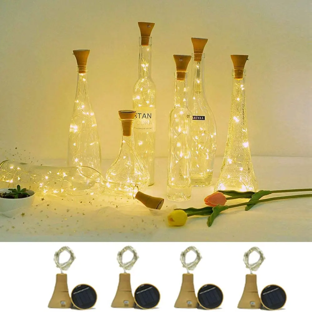 10 LED 20LED Garland Solar Wine Bottle Lights Cork Fairy Christmas Light Copper Wire String | Освещение