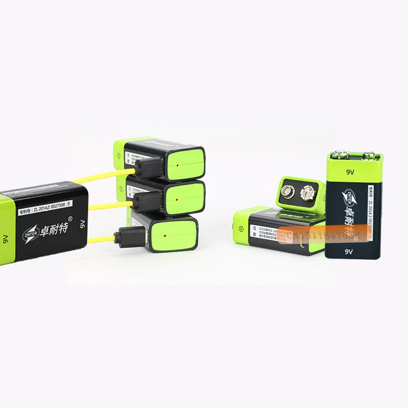 2 шт. ZNTER S19 9V 400 мА/ч, USB, Перезаряжаемые 9В литий-полимерный Батарея для RC Аксессуары для видео-квадрокоптеров