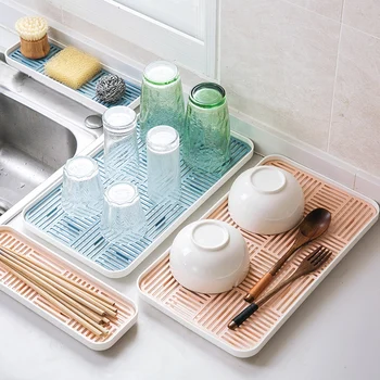 

Double-Layer Water Cup Drain Plate Kitchen Tableware Rack Household Plastic Tray Sponge Storage Rack