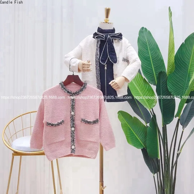 

2019 new girls knit cardigan net red ocean trendy small particles crystal blend small fragrance sweater coat
