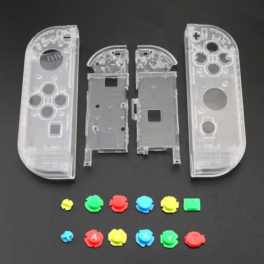 W with Buttons YuXi прозрачный пластиковый корпус L R, Жесткий Чехол, крышка с кнопки ABXY, для переключателя kingd NS NX, контроллер Joy-Con для Joy Con - Цвет: W with Buttons