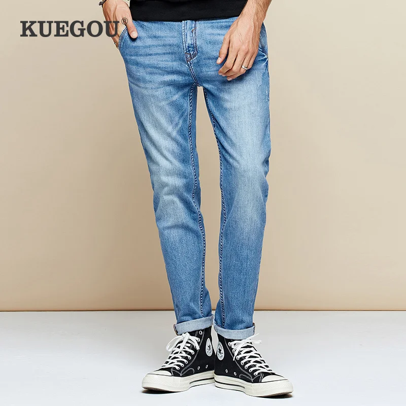 blue distressed skinny jeans mens