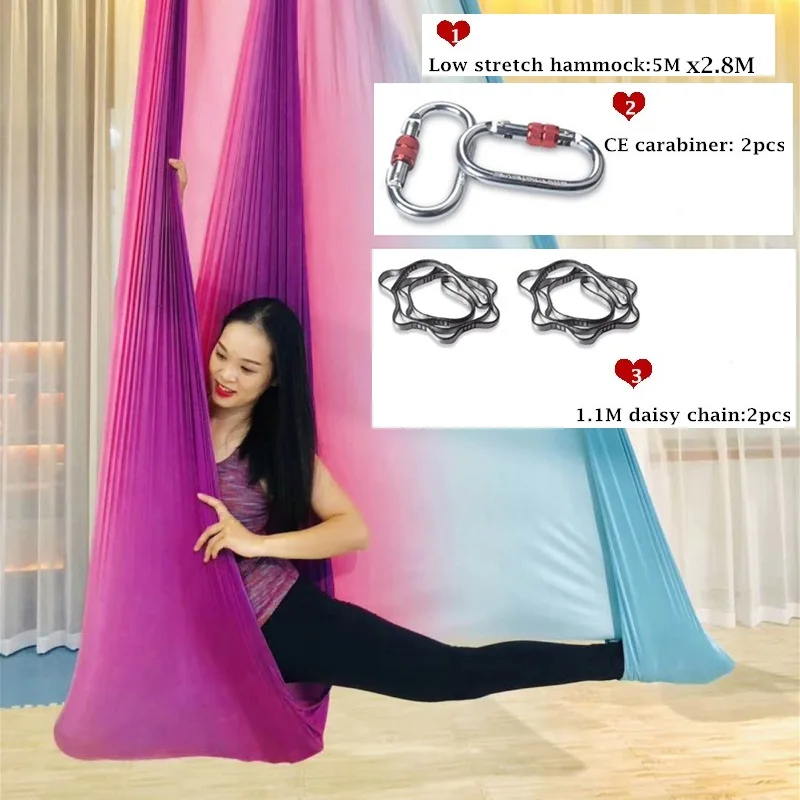 

Multicolour 5 meters Aerial Anti-gravity Yoga Hammock Swing Flying Yoga Bed Bodybuilding Gym Fitness Equipment Inversion Trapeze