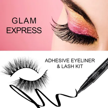 

NEW 9D Synthetic Mink Lashes & Adhesive Eyeliner Kit Magic Eyeliner Quickly Stick False Eyelashes No Glue No Magnet Eyeliner 1PC