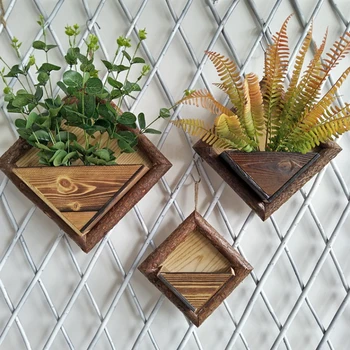 

Retro Wooden Wall Fence Hanging Planter Plant Flower Pot Handmade Basket for Home Decoration Garden Supplies 1Pc