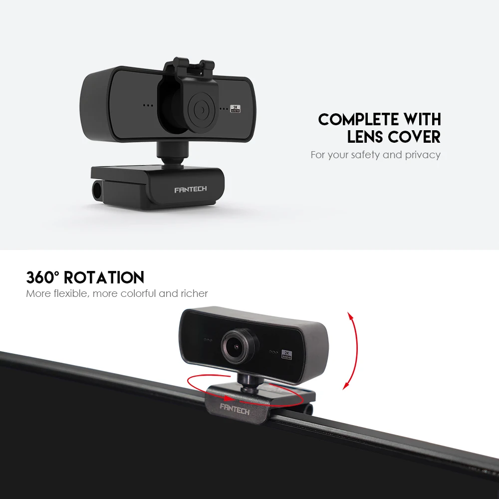 FANTECH C30 USB HD Webcam Autofocus Built-in Microphone 2560x1440P