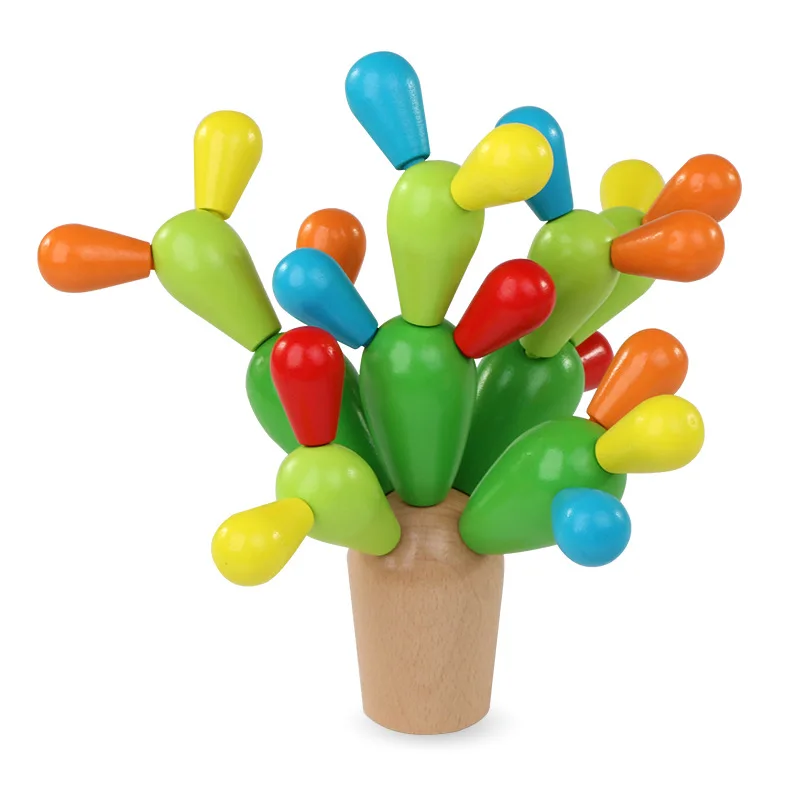 

Early Educational Teaching Aid Wooden Inserted Building Blocks Disassembly Cactus Baby Young Children'S Educational Toy Age of 3