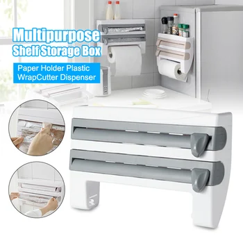 

Multipurpose Shelf Storage Box Paper Holder Plastic Wrap Cutter Dispenser Preservative Film Cutter Kitchen Tool I88