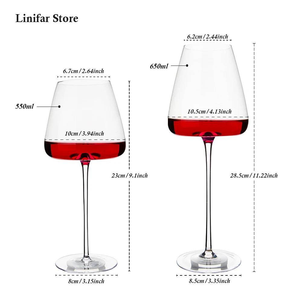 2pcs Goblet Wine Glass 650ml Kitchen Utensils Crystal Water Champagne Glasses Bordeaux Wedding Party Birthday Gift Lead-Free