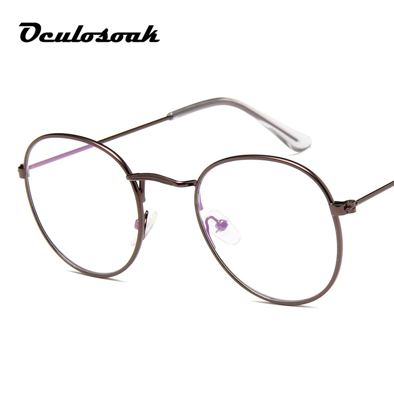 reading glasses Unisex Fashion Classic Gold Metal Frame Glasses women men Classical vintage style optical - Цвет оправы: Brown