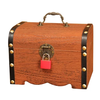 

Kids Wooden Piggy Bank Retro Money Storage Box with Lock Cash Coins Saving Jewelry Collection Protector Gift Home Decor