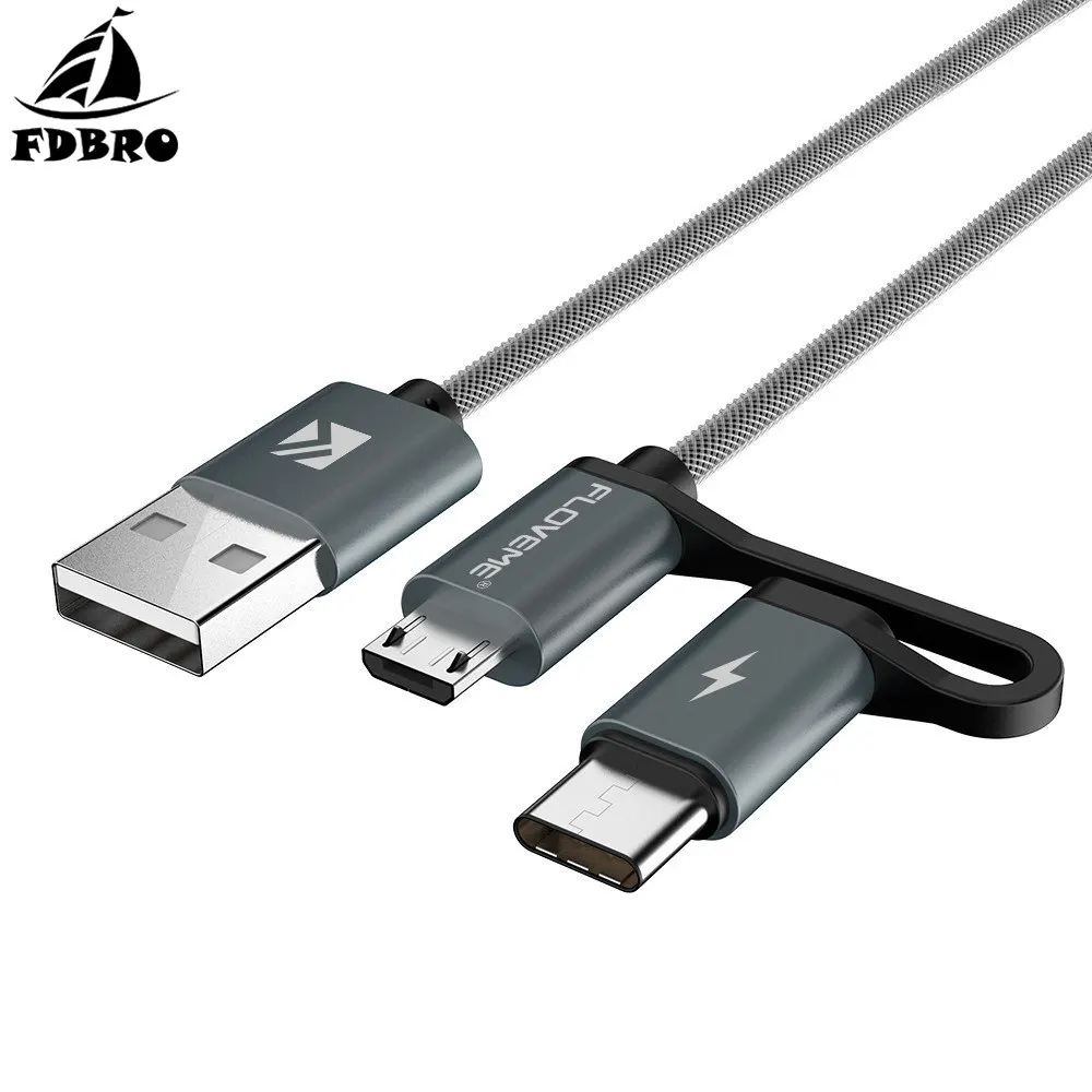 FDBRO Новинка хит QC3.0 usb type C кабель для Note 9 S9 2.8A Micro USB кабель 2 в 1 быстрая зарядка USB C кабель для Note 7