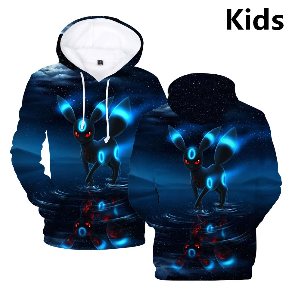 

3 To 14 Years Kids Hoodies Pokemon Umbreon 3D Printed Hoodie Sweatshirt boys girls Long Sleeve Cartoon Jacket Coat child Clothes