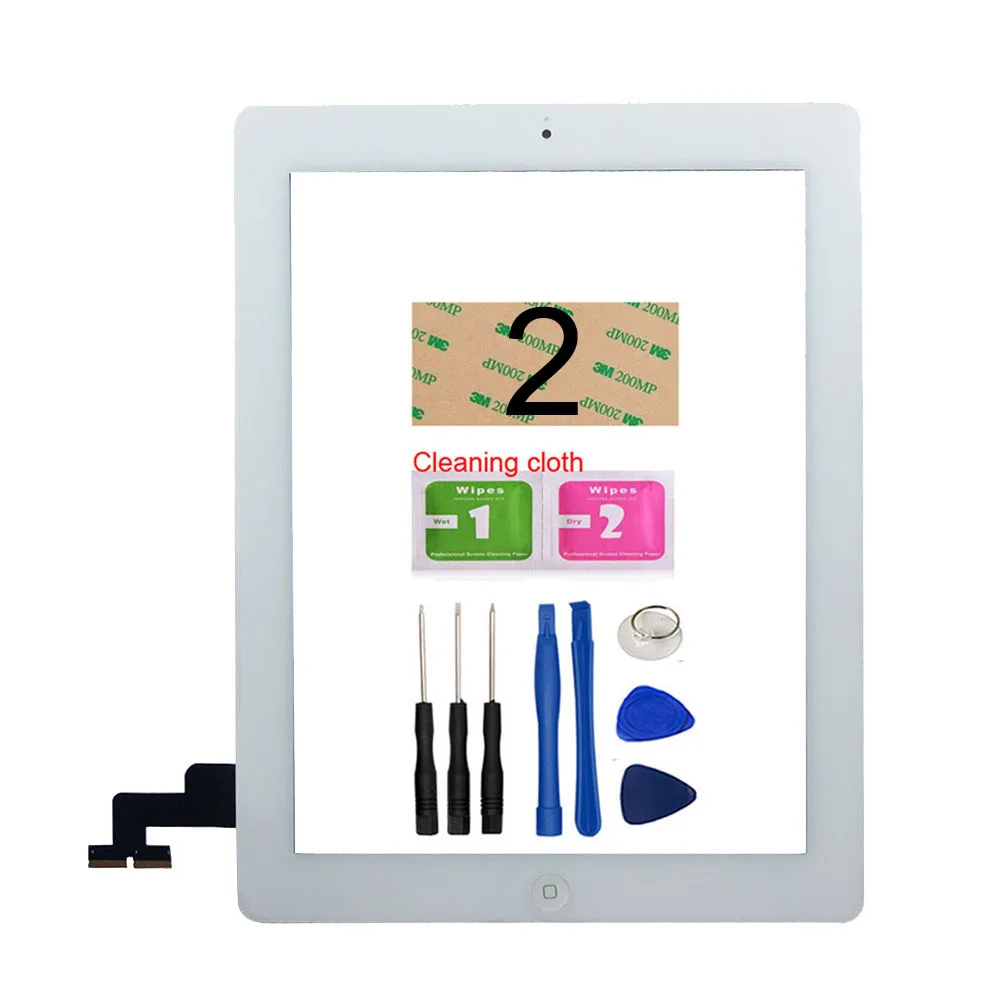Для iPad 2/3/4/5/Air сенсорный экран A1395 A1396 A1397 A1416 A1430 A1458 A1474 A1475 сенсорный экран дигитайзер сенсор стеклянная панель - Цвет: For ipad2 White Tool