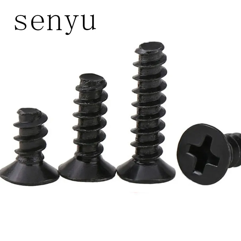 

Luchang M1.2 M1.4 M1.7 M2 M2.3 M2.6 M3 Philips Cross Countersunk Flat Head Tail Self Tapping Screw Black KB Micro Screws