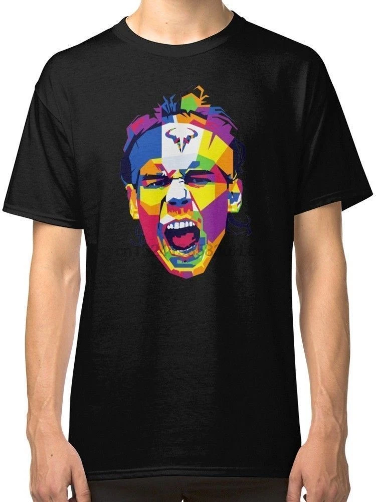Rafael Nadal Art Mens Black T-Shirt Short Sleeve T shirt Cotton Shirts top tee Newest Men'S Funny |