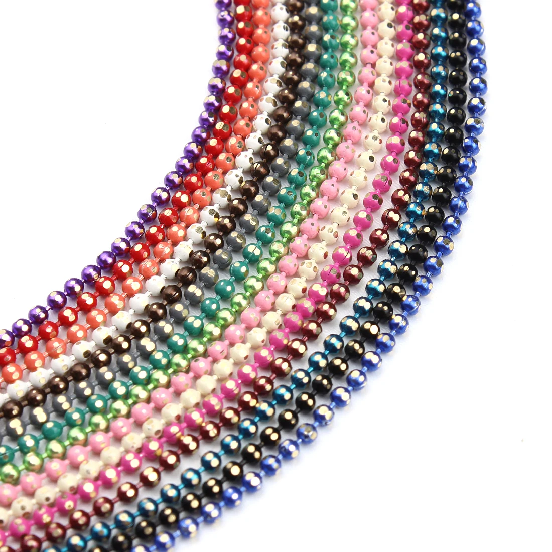 10meter/lot Width 1.5mm Colorful Copper Ball Bead Chain Bulk Necklace Bracelet Women Link & Key Chain For Diy Jewelry Making