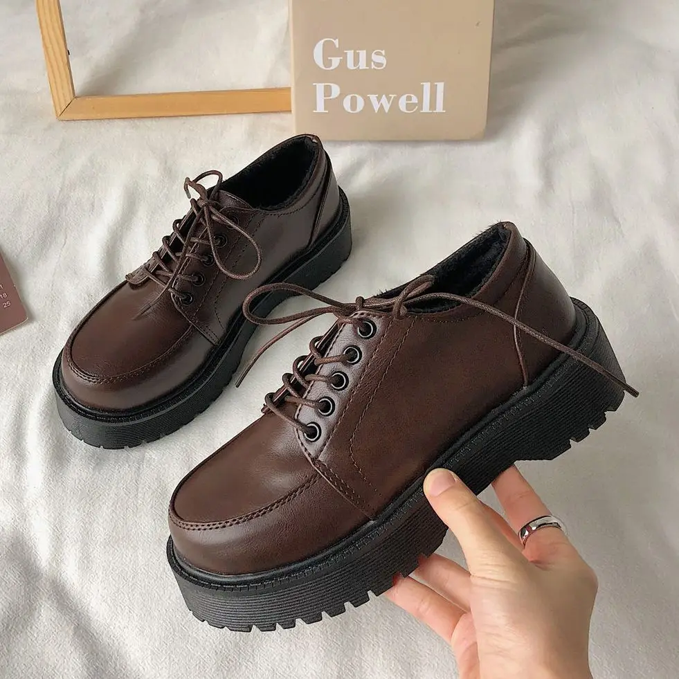 brown vintage platform shoes oxford 