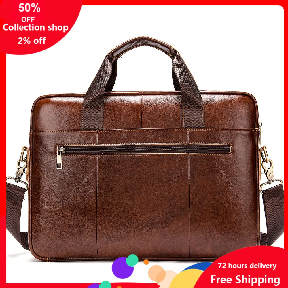 

Genuine Leather Business Affairs Document Handbag Cross Section Leisure Time Single Shoulder Satchel computer office bags men