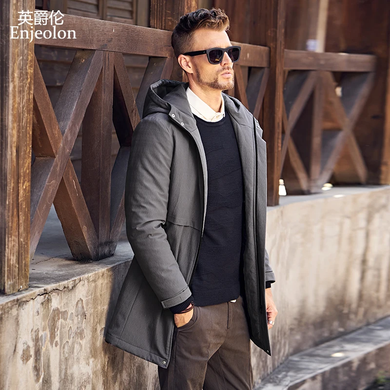 MF0618 Black Enjeolon, брендовая зимняя хлопковая стеганая длинная куртка с капюшоном, мужские толстые толстовки, парка, пальто, Мужская стеганая куртка, пальто MF0629 - Цвет: MF0618 Black