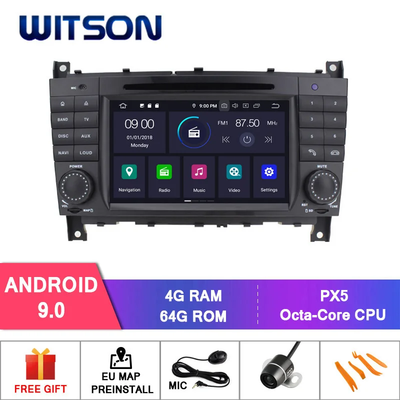WITSON Android 9,0 Восьмиядерный 4G ram автомобильный dvd-плеер для MERCEDES-BENZ C Класс W203/CLC W203 автомобильный аудио стерео DVD НАВИГАЦИЯ gps - Цвет: RVF7613 PX5 4GB RAM