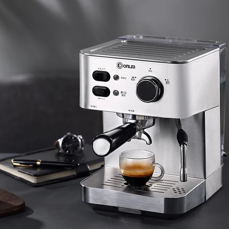 Italian Coffee Machine Maker Semi Automatic Espresso Maker 20BAR Pump Pressure Double Cup Horn Steam Frothing Household 220V