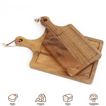 

Solid Wood Pizza Steak Toasted Breadboard Fruit Vegetable Meat Cutting Board Non-Slip Thicken Chopping Board