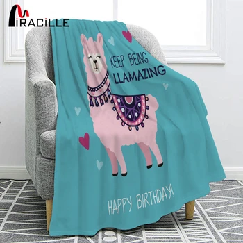 

Miracille Cute Cartoon Alpaca Flannel Blanket For Comfortable Warm Birthday Present For Kids