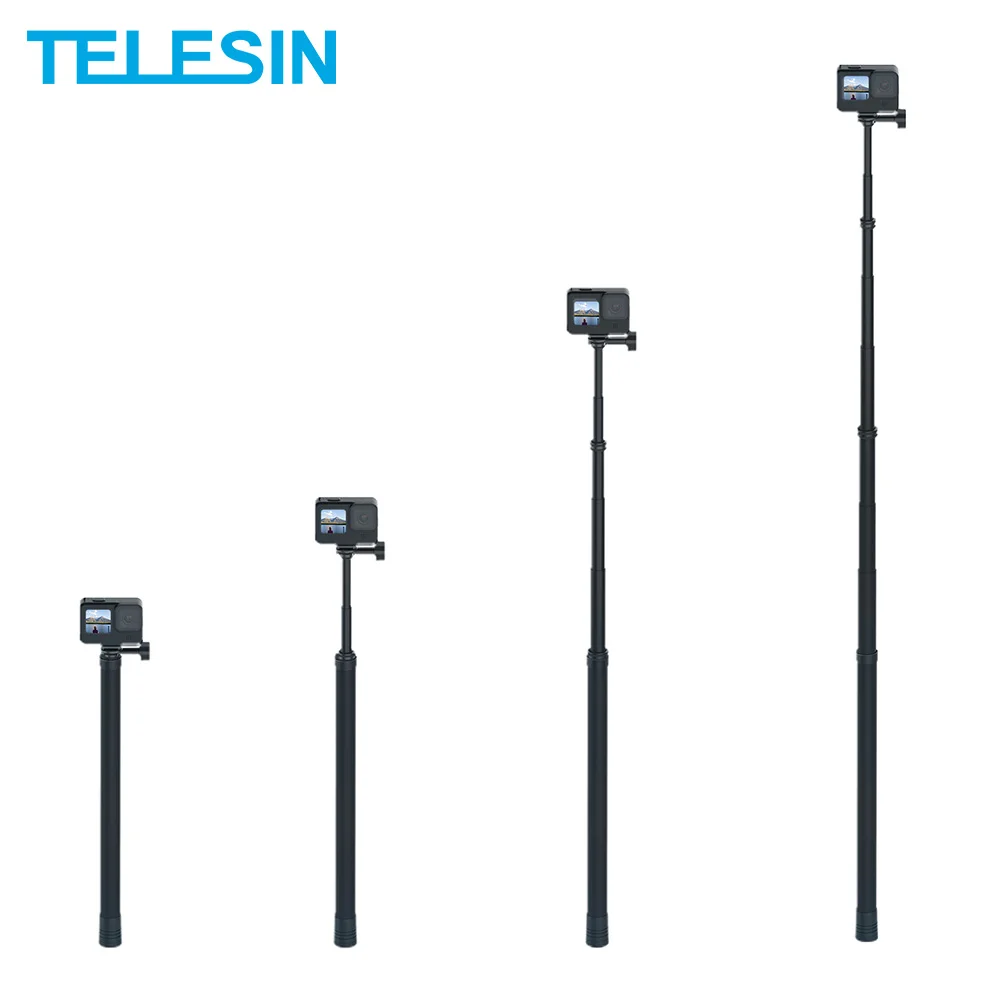 

TELESIN 3M 2.7M Carbon Fiber Selfie Stick Monopod Adjustable Length For GoPro 9 8 7 6 5 Osmo Action Insta360 Xiaoyi Sjcam