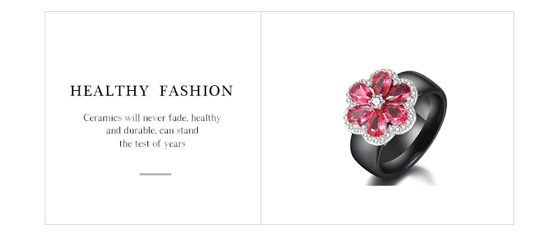 Элегантный Sytel Woemn кольцо CZ кристалл в форме Красного цветка керамические кольца для женщин красивые кольца для женщин Свадебные украшения подарок