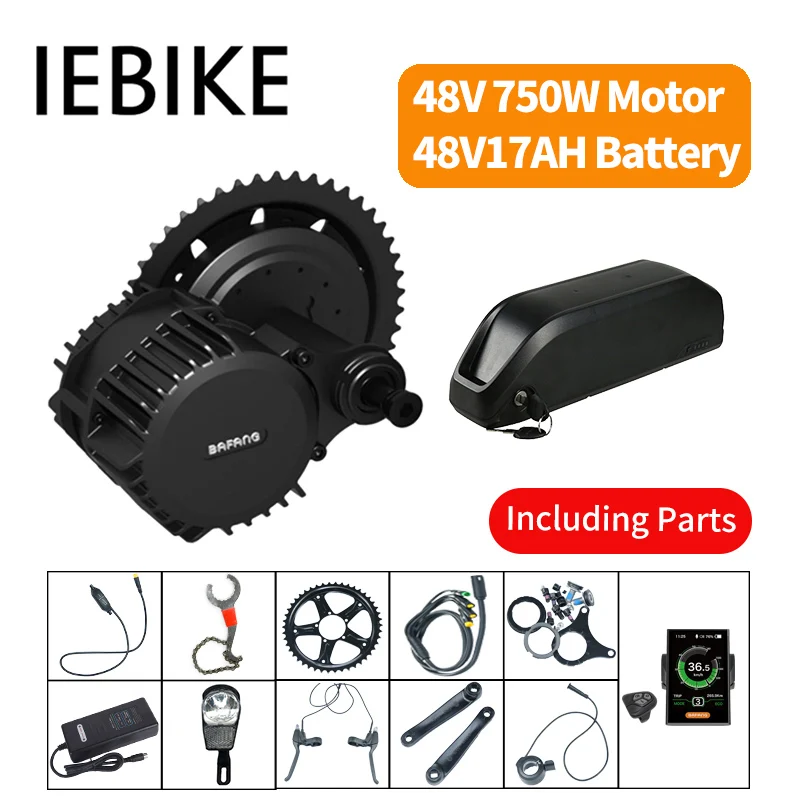 48V750W Bafang Средний мотор для велосипеда электрический комплект преобразования с
