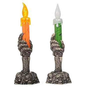 

Halloween LED Lamp Skull Hand Stand Flame Light, Flameless Candles Lamp for Home Decor Party 3Pcs