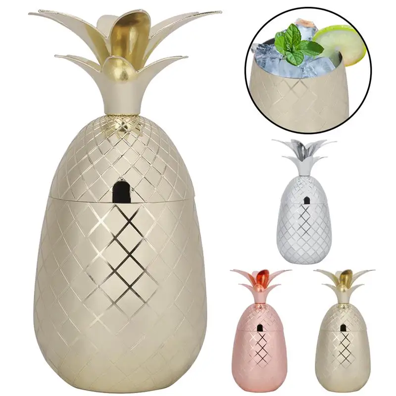 550ml Pineapple Mug Pineapple Cups Tumbler Cocktail Mug Stainless Steel Beer Cups Moscow Mug Copper Mug Dropshipping