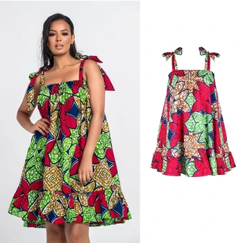 

African Clothes Dresses for Women Danshiki Bandage Dress Skirt Floral Print Off Shoulder Fashion Summer Short Suspender Skirts
