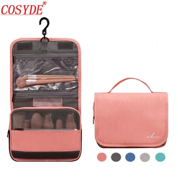 

Cosyde PU Leather Hanging Travel Makeup Bag Women Collapsible Men Wash Bag Organizer Portable Cosmetic Bag For Make Up Bags