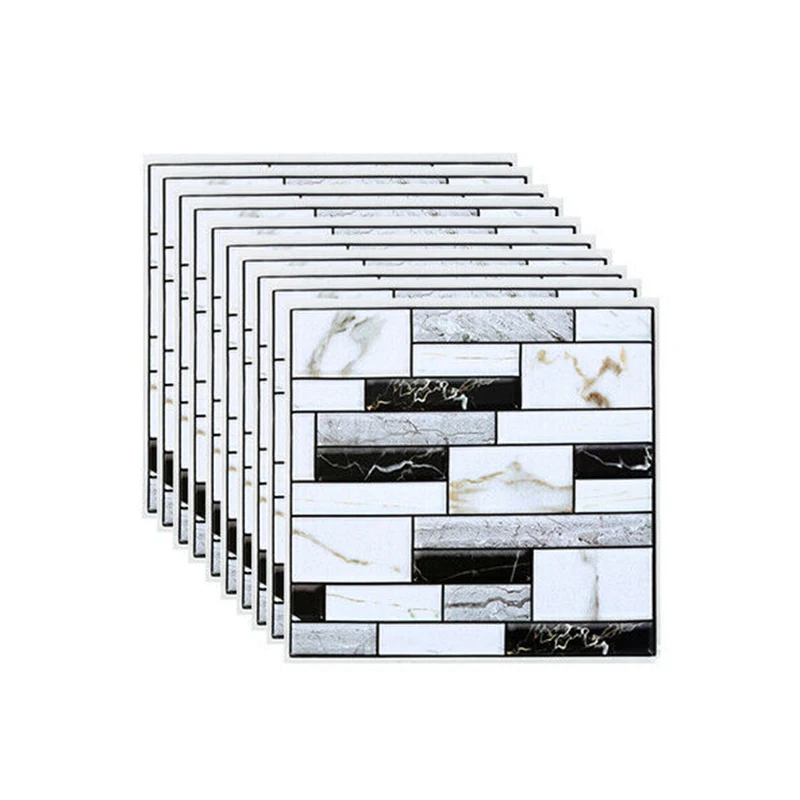 

10 Pcs Wall Tile Sticker Home Bathroom Kitchen Brick 3D Wall Decor Stickers Tile Art Backsplash Wall Decoration 30x30Cm