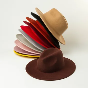 

children 100% wool jazz Fedoras hats 53cm head size for girls and boy hat 10 colors Wholesale dropshipping