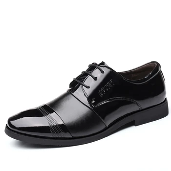 

QZHSMY Classic Business Men Dress Leather Shoes Fashion Elegant Formal Wedding Shoes Men Slip On Office Black Zapatos Hombre