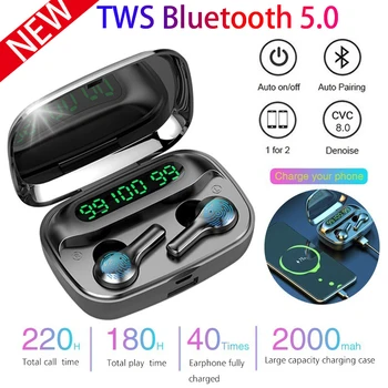 

Bluetooth Wireless Earphones LED Headphones Earbuds TWS Touch Control Sport Headset Noise Cancel Earphone PK tws pro 4