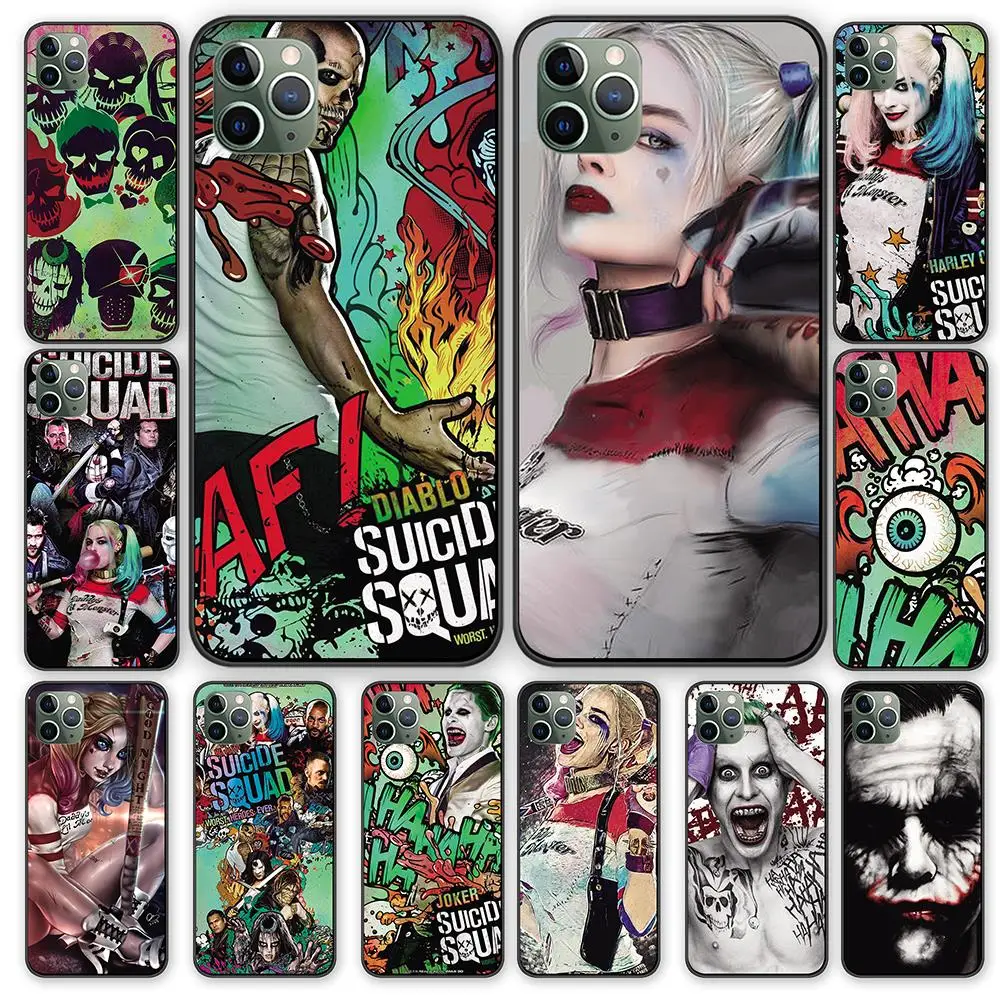 Harley Quinn отряд самоубийц Джокер Marvel DC Comic черный чехол ТПУ для iPhone 5 5S 6 6s 7 8 Plus X XS XR 11