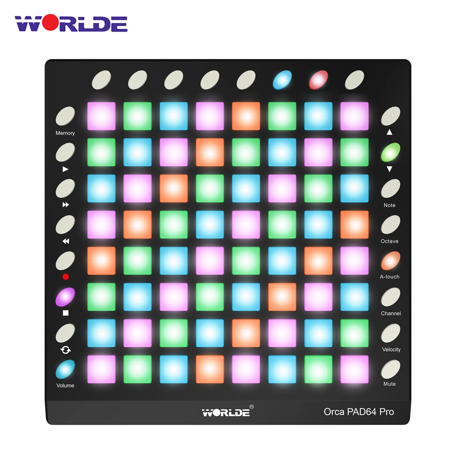 WORLDE PAD48 ポータブル USB MIDI ドラムパッドコントローラ Worlde PAD48ポータブルusb midiドラムパッドコントローラ48 rgbバック
