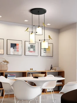 

Restaurant light chandelier three modern minimalist dining table lamp dining room chandelier Nordic bird lighting