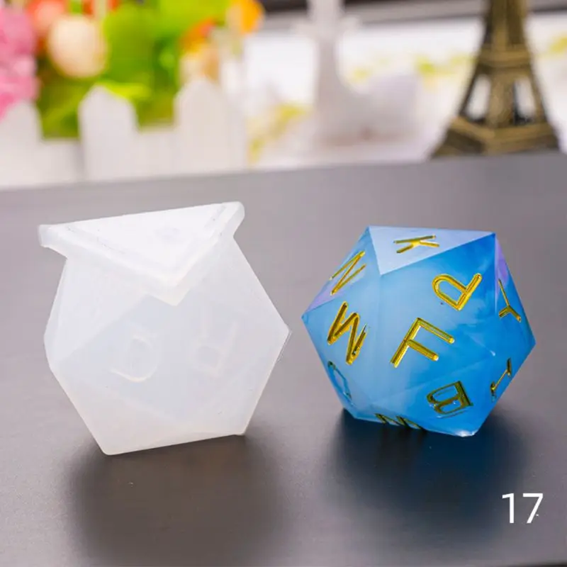 8 Shapes Diy Crystal Epoxy Mold Triangle Square Dice Fillet Shape Multi-spec Digital Game High Mirror Dice Mold Silicone Mould