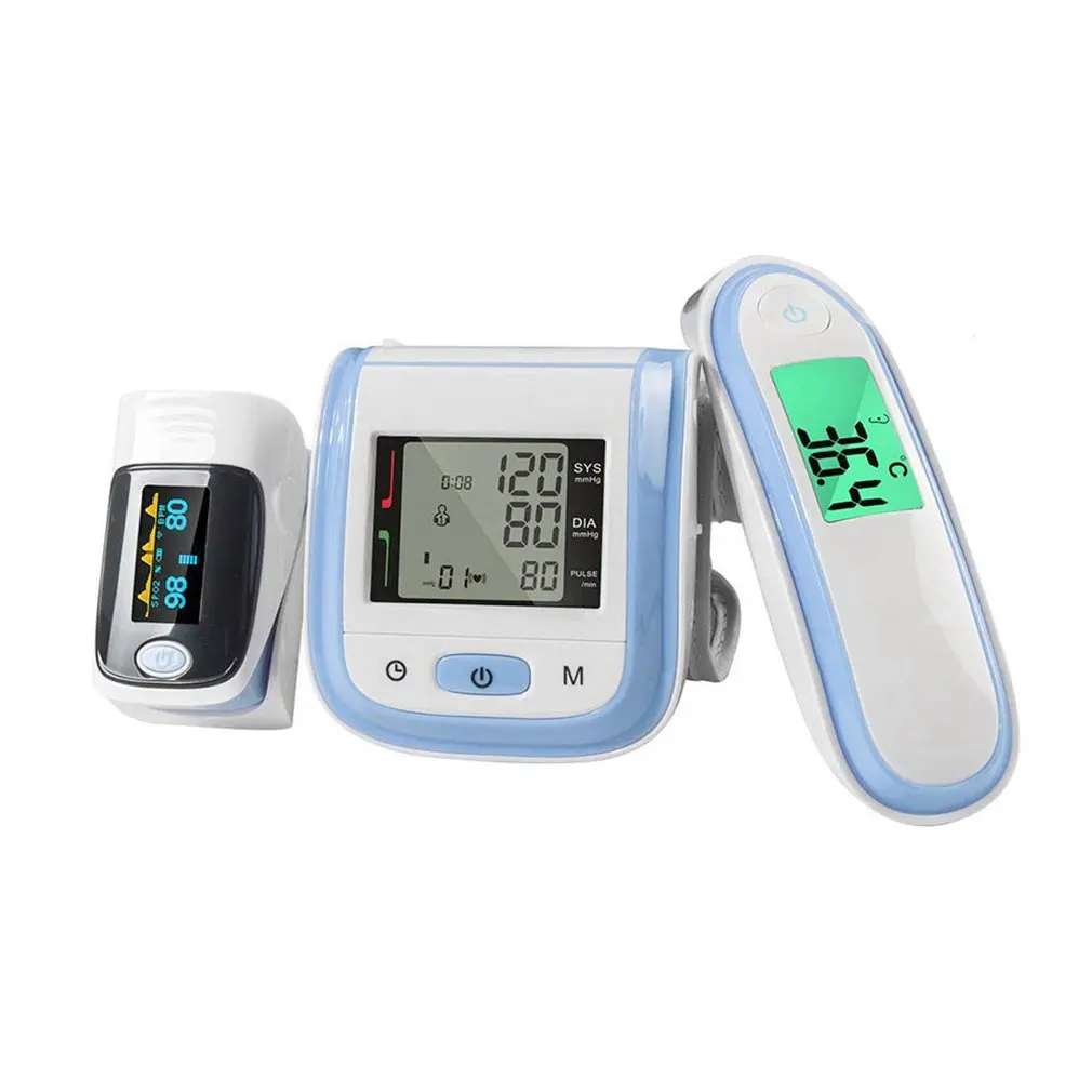 

Household 3 in 1 LCD Wrist Health Body Monitor & LED Fingertip Pulse Oximeter & Baby Ear Infrared Thermometer Family Health Care